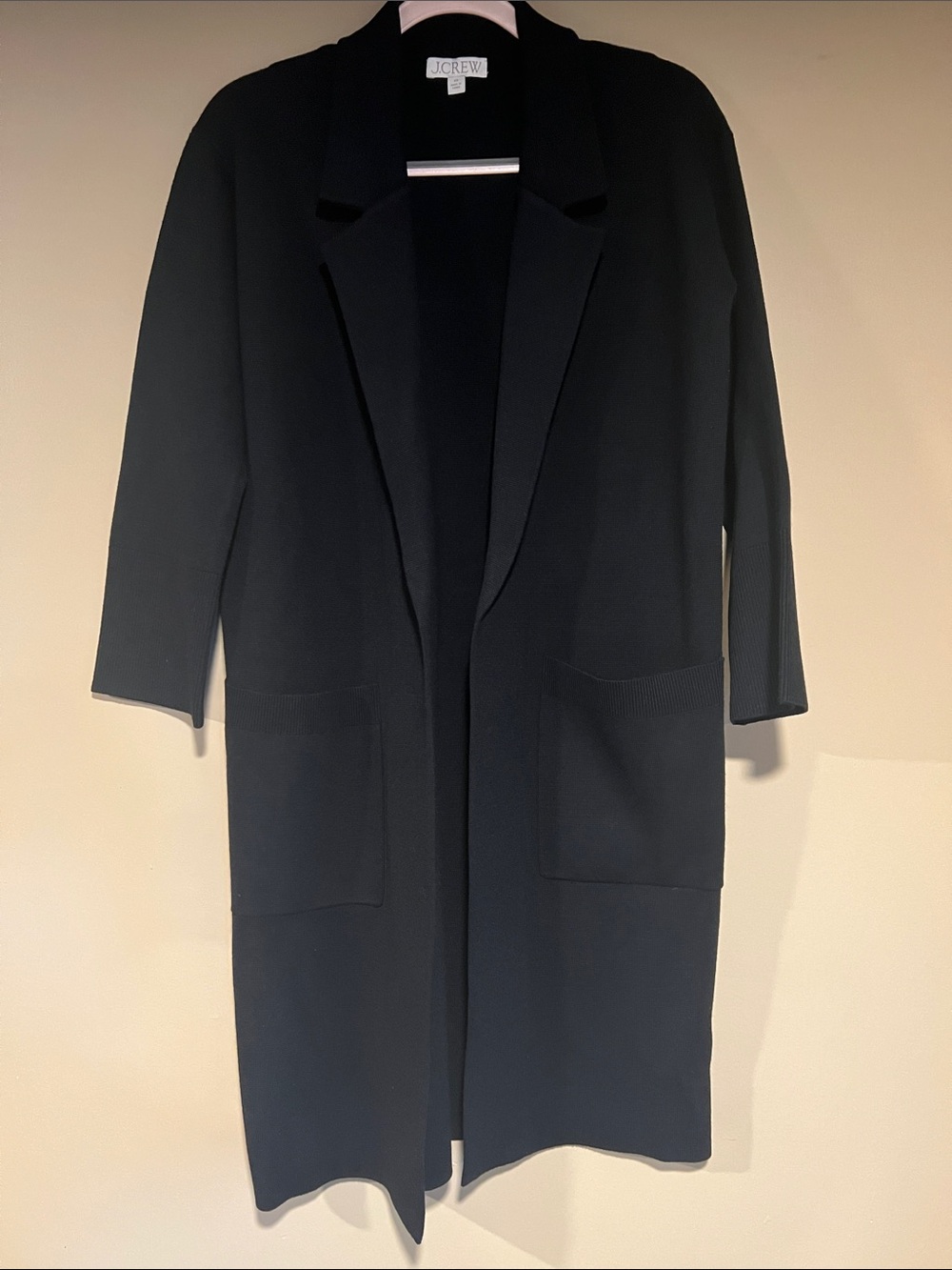 J. Crew Black Long Open-Front Cardigan Coatigan